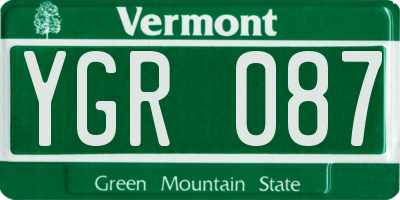 VT license plate YGR087