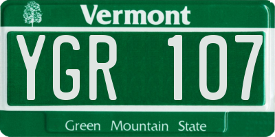 VT license plate YGR107