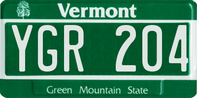VT license plate YGR204