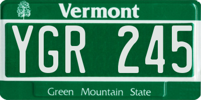 VT license plate YGR245