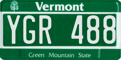 VT license plate YGR488