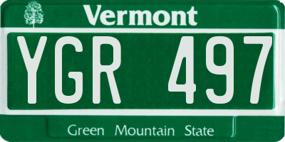 VT license plate YGR497