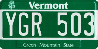 VT license plate YGR503