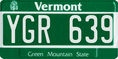 VT license plate YGR639
