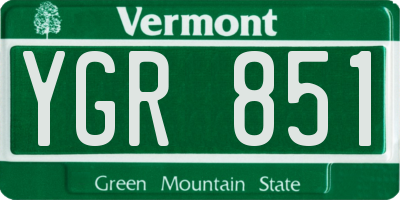 VT license plate YGR851