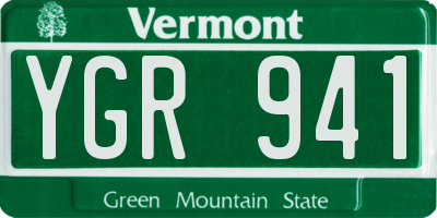 VT license plate YGR941