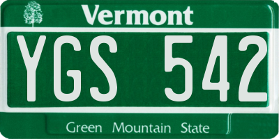 VT license plate YGS542