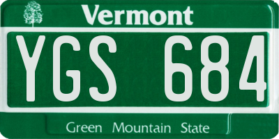 VT license plate YGS684