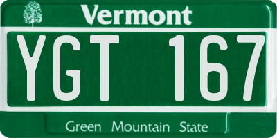 VT license plate YGT167