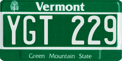 VT license plate YGT229