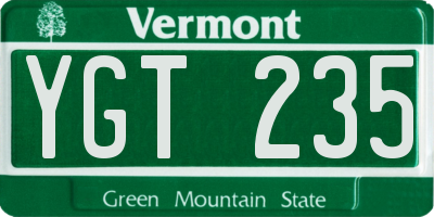 VT license plate YGT235