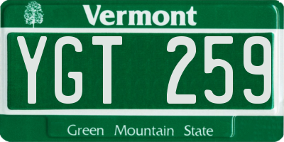 VT license plate YGT259