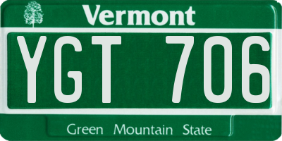 VT license plate YGT706