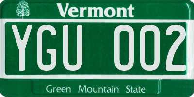 VT license plate YGU002