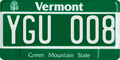 VT license plate YGU008