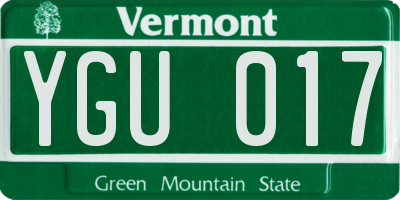 VT license plate YGU017