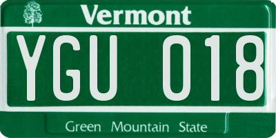 VT license plate YGU018