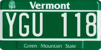 VT license plate YGU118