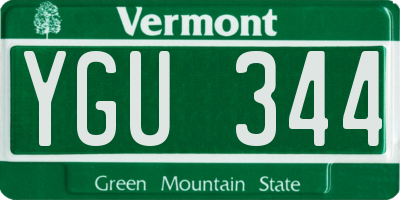VT license plate YGU344