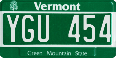VT license plate YGU454