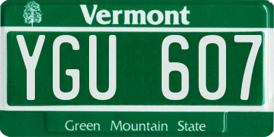 VT license plate YGU607