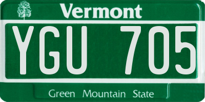 VT license plate YGU705