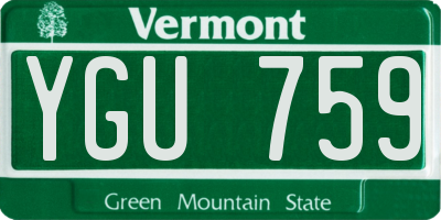 VT license plate YGU759