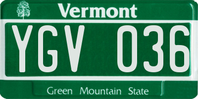 VT license plate YGV036