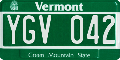 VT license plate YGV042