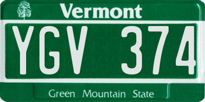 VT license plate YGV374