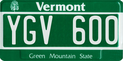 VT license plate YGV600