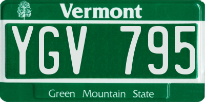 VT license plate YGV795
