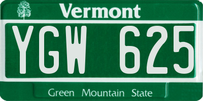 VT license plate YGW625