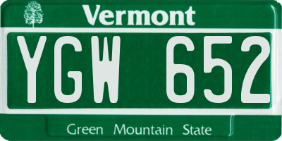 VT license plate YGW652