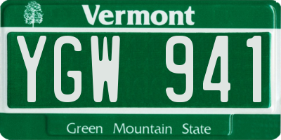 VT license plate YGW941