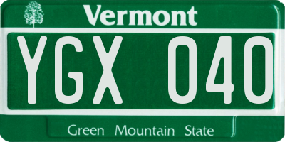 VT license plate YGX040