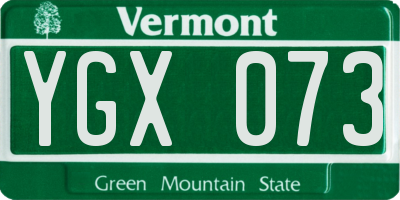 VT license plate YGX073