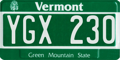 VT license plate YGX230