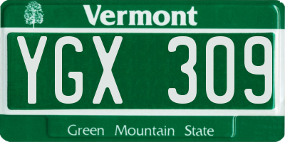 VT license plate YGX309
