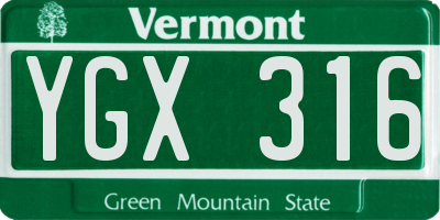 VT license plate YGX316