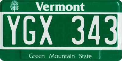 VT license plate YGX343