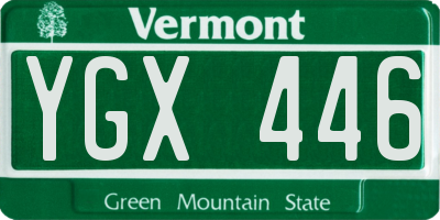 VT license plate YGX446