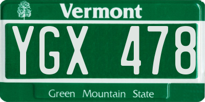 VT license plate YGX478
