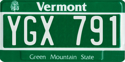 VT license plate YGX791