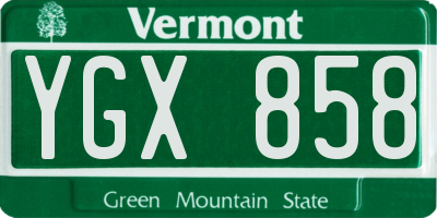 VT license plate YGX858