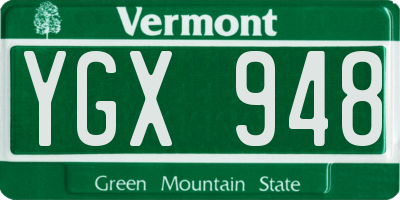 VT license plate YGX948