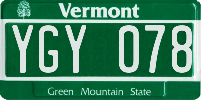 VT license plate YGY078