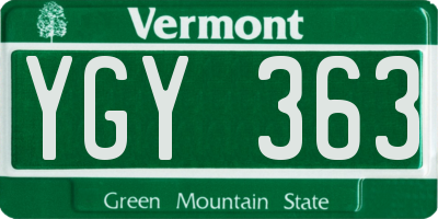 VT license plate YGY363