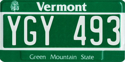 VT license plate YGY493
