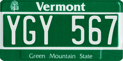 VT license plate YGY567